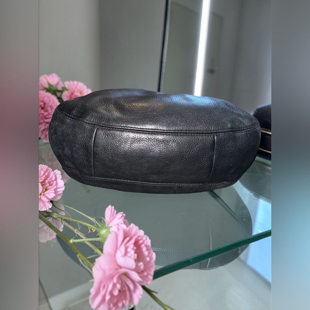 3FER Black Leather Michael Kors Hobo Bag - Classic Women's Shoulder Bag - Picture 5 of 7
